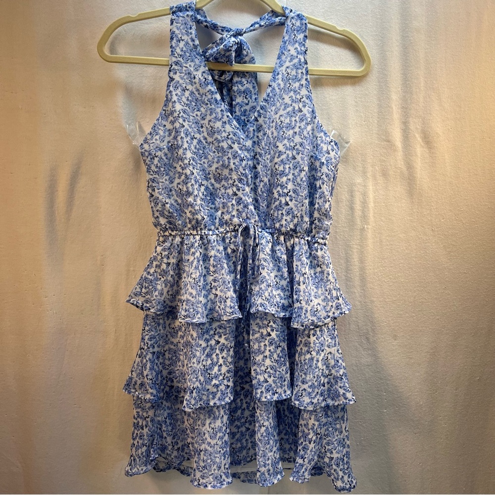 Altar’d State Blue Floral Tiered Dress